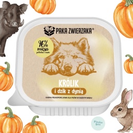 Paka Zwierzaka Królik z Dzikiem karma mokra dla psa 150g tacka