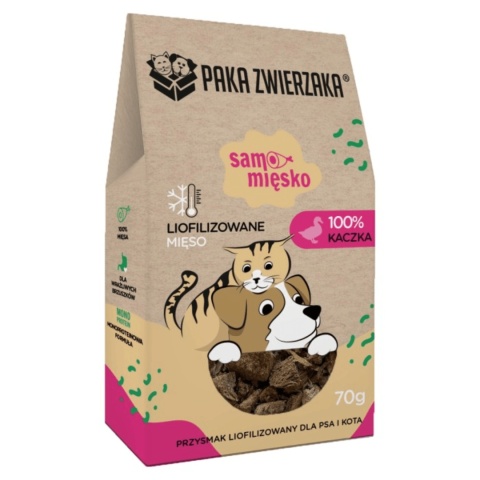 Paka Zwierzaka Samo Mięsko liofilizowana kaczka 70g naturalny przysmak dla psa i kota w pieskobox