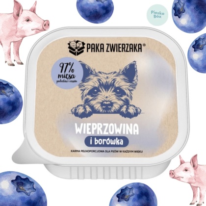 Paka Zwierzaka Wieprzowina z Borówkami TACKA – karma mokra dla psa 150 g