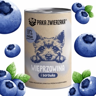 Paka Zwierzaka - Wieprzowina z borówką karma mokra dla psa 400g