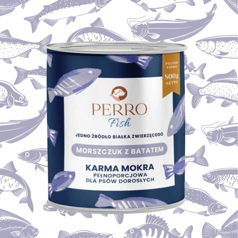 Perro Fish morszczuk z batatem mokra karma dla psa 800 g – bezzbożowa karma rybna dla psów pieskobox