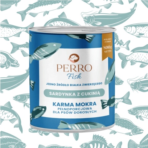 Perro Fish sardynka z cukinią mokra karma dla psa 800 g – bezzbożowa karma rybna dla psów pieskobox