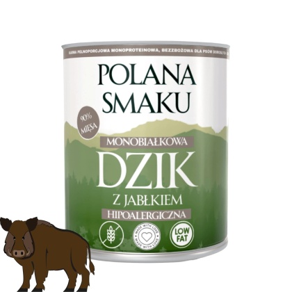 Polana Smaku - Dzik z jabłkiem karma mokra dla psa 800g