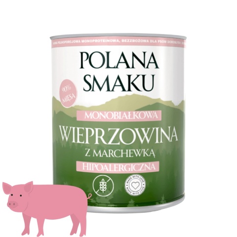 Polana Smaku mokra karma dla psa wieprzowina z marchewką 800g pieskobox