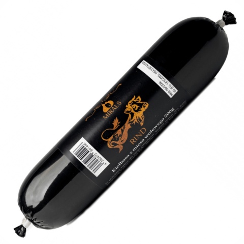 MIRALS kiełbasa treningowa z wołowiny dla psa 200 g — naturalny przysmak do szkolenia psa