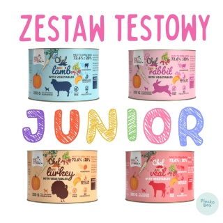 Zestaw testowy karmy mokrej dla szczeniąt 4 x 200g Syta Micha Junior