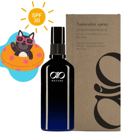 AIO Nature SPF 30 naturalny spray przeciwsłoneczny dla psa mineralny