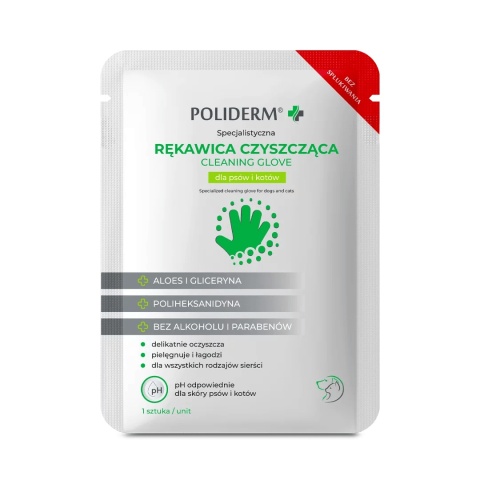 POLIDERM rękawica czyszcząca dla psa i kota nasączona płynem 1 szt