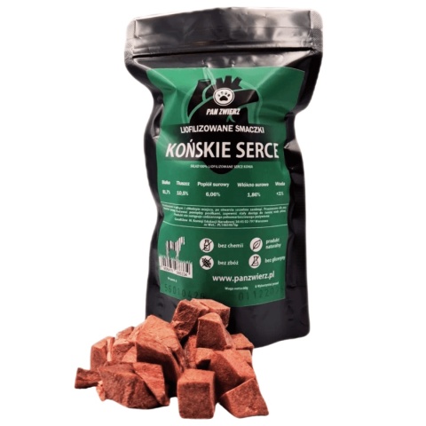Pan Zwierz liofilizowane smaczki z końskiego serca 70g naturalny przysmak dla psa