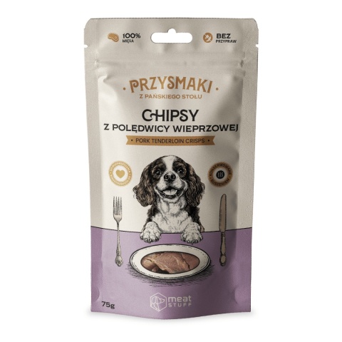 Z Pańskiego Stołu chipsy z polędwicy wieprzowej dla psa 75g w pieskobox