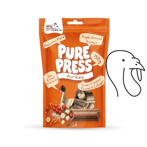 Syta Micha smaczki dla psa indyk Pure Press 150 g kruche lekkostrawne