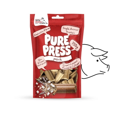 Syta Micha smaczki dla psa wieprzowina Pure Press 150 g kruche różne wielkości