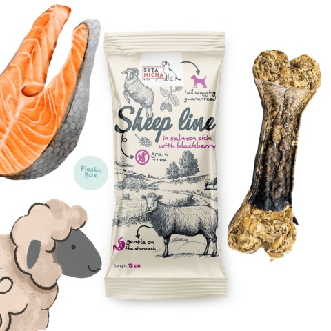 Syta Micha Sheep Line kość do żucia owca w skórze łososia z jeżyną 12 cm w sklepie PieskoBox