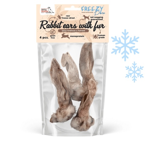 Syta Micha liofilizowane uszy królicze z futrem dla psa – 4 sztuki pieskobox