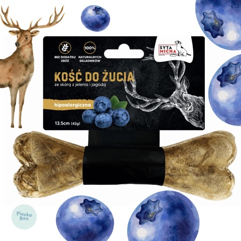Syta Micha kość do żucia dla psa hipoalergiczna jeleń z jagodami 13,5 cm w sklepie PieskoBox