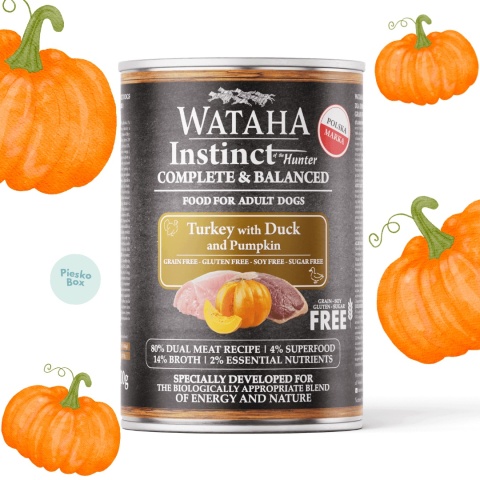 WATAHA Instinct 80% Indyk z Kaczką i Dynią karma mokra dla psa 400g