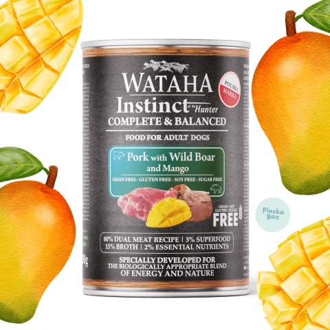 WATAHA Instinct Wieprzowina z Dzikiem i Mango karma mokra dla psa 400g