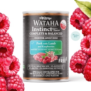 WATAHA Instinct Wieprzowina z Jagnięciną i Malinami – Karma Mokra dla Psa 400 g