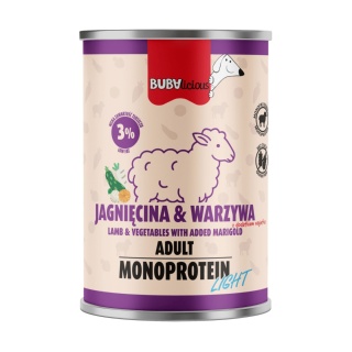 BUBAlicious Light Jagnięcina z Warzywami - karma mokra dla psa 400g