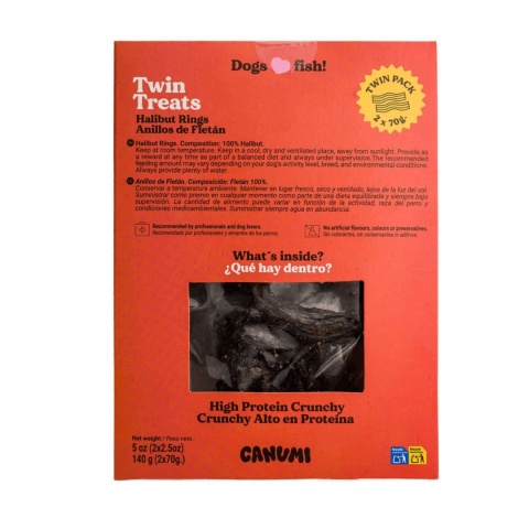 CANUMI Twin Treats Krążki z Halibuta - naturalne suszone gryzaki rybne dla psa