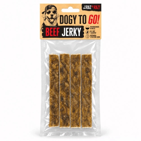 DOGY TO GO! Beef Jerky - naturalne gryzaki dla psa ze skóry wołowej, żwaczy i penisów wołowych pieskobox