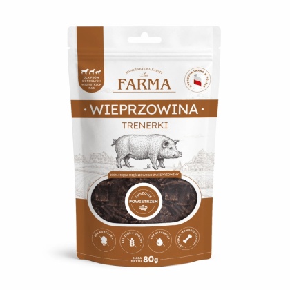 FARMA Trenerki z Wieprzowiny 100% - przysmaki treningowe dla psa 80g
