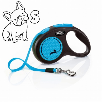 Flexi Classic Neon Blue S - smycz automatyczna z taśmą 5m dla psa do 15kg