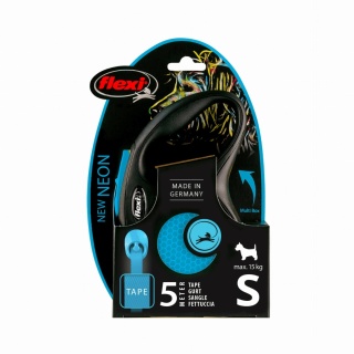 Flexi Classic Neon Blue S - smycz automatyczna z taśmą 5m dla psa do 15kg