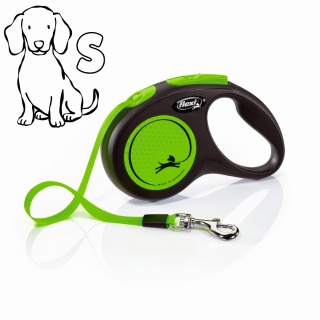 Flexi Classic Neon Green S - smycz automatyczna z taśmą 5m dla psa do 15kg