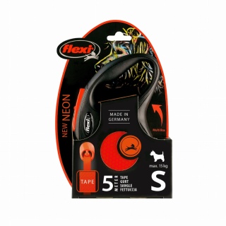 Flexi Classic Neon Orange S - smycz automatyczna z taśmą 5m dla psa do 15kg