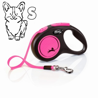 Flexi Classic Neon Pink S - smycz automatyczna z taśmą 5m dla psa do 15kg