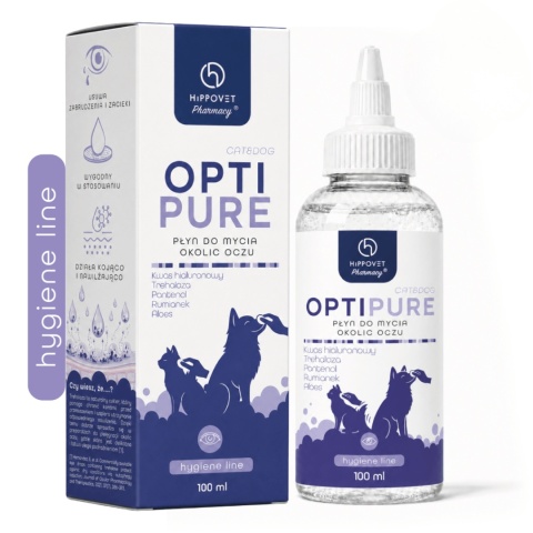 Hippovet Pharmacy OptiPure - płyn do oczyszczania okolic oczu psa i kota 100 ml pieskobox