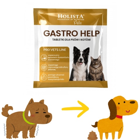 Holista Gastro Help - tabletka wspomagająca jelita psa podczas biegunki i przy luźnym kale pieskobox