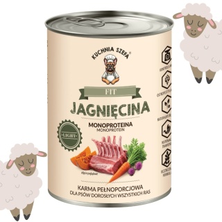 Kuchnia Szefa FIT Jagnięcina - Karma mokra z jagnięciną o obniżonej zawartości tłuszczu dla psa 400g