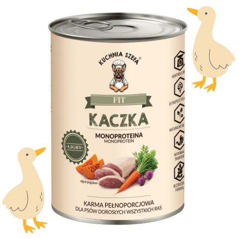 Kuchnia Szefa FIT Kaczka - pełnoporcjowa karma mokra o obniżonej zawartości tłuszczu dla psa 400g