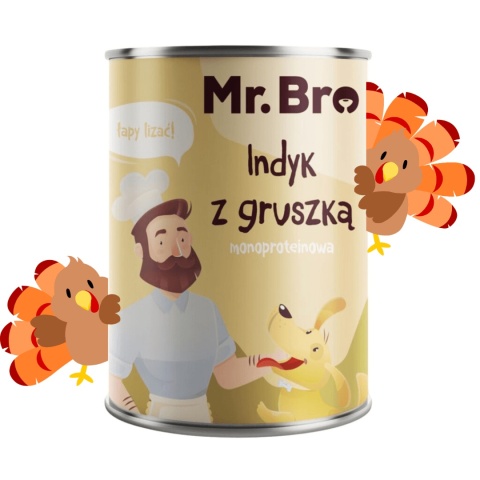 Mr. Bro Indyk z Gruszką - monoproteinowa karma mokra z indykiem dla psa 400g