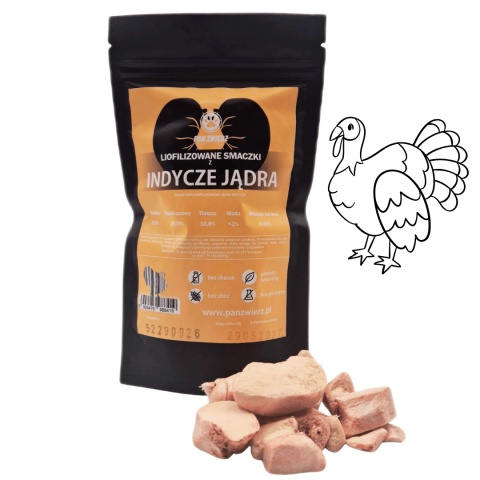 Pan Zwierz Indycze Jądra 50g - naturalne liofilizowane przysmaki z jąder indyka dla psa