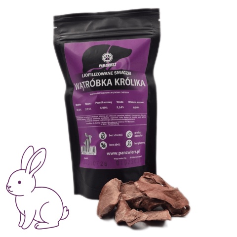 Pan Zwierz Wątróbka Królika - liofilizowane przysmaki dla psa i kota 70g