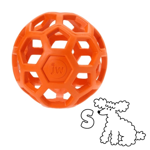 JW Pet Hol-ee Roller S 8,7 cm - pomarańczowa elastyczna piłka ażurowa do aportowania, szarpania i zabaw węchowych dla psa