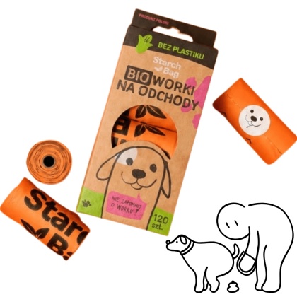 StarchBag - BIO woreczki na odchody 8 rolek Pomarańczowe