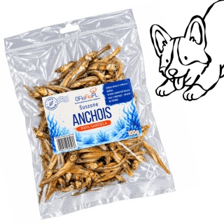 Suszone Anchois - naturalny rybny przysmak dla psa 100g