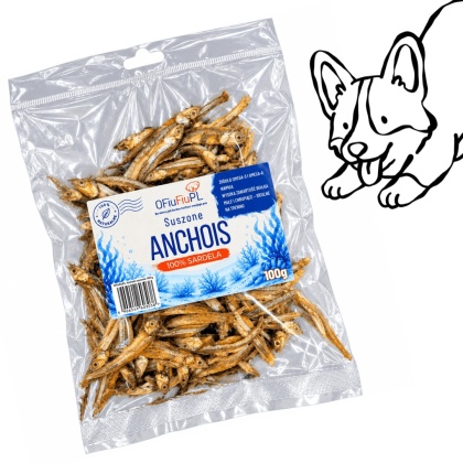 Suszone Anchois - naturalny rybny przysmak dla psa 100g