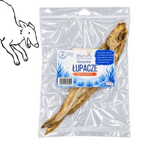 OFiuFiuPL Suszony Łupacz - naturalna cała suszona ryba i gryzak dla psa 100g